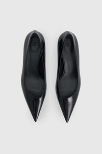 Ghost view CAMILLA AND MARC Siri signature asymmetric low-cut pointed pump in new Italian debossed Eel effect Calf Leather.