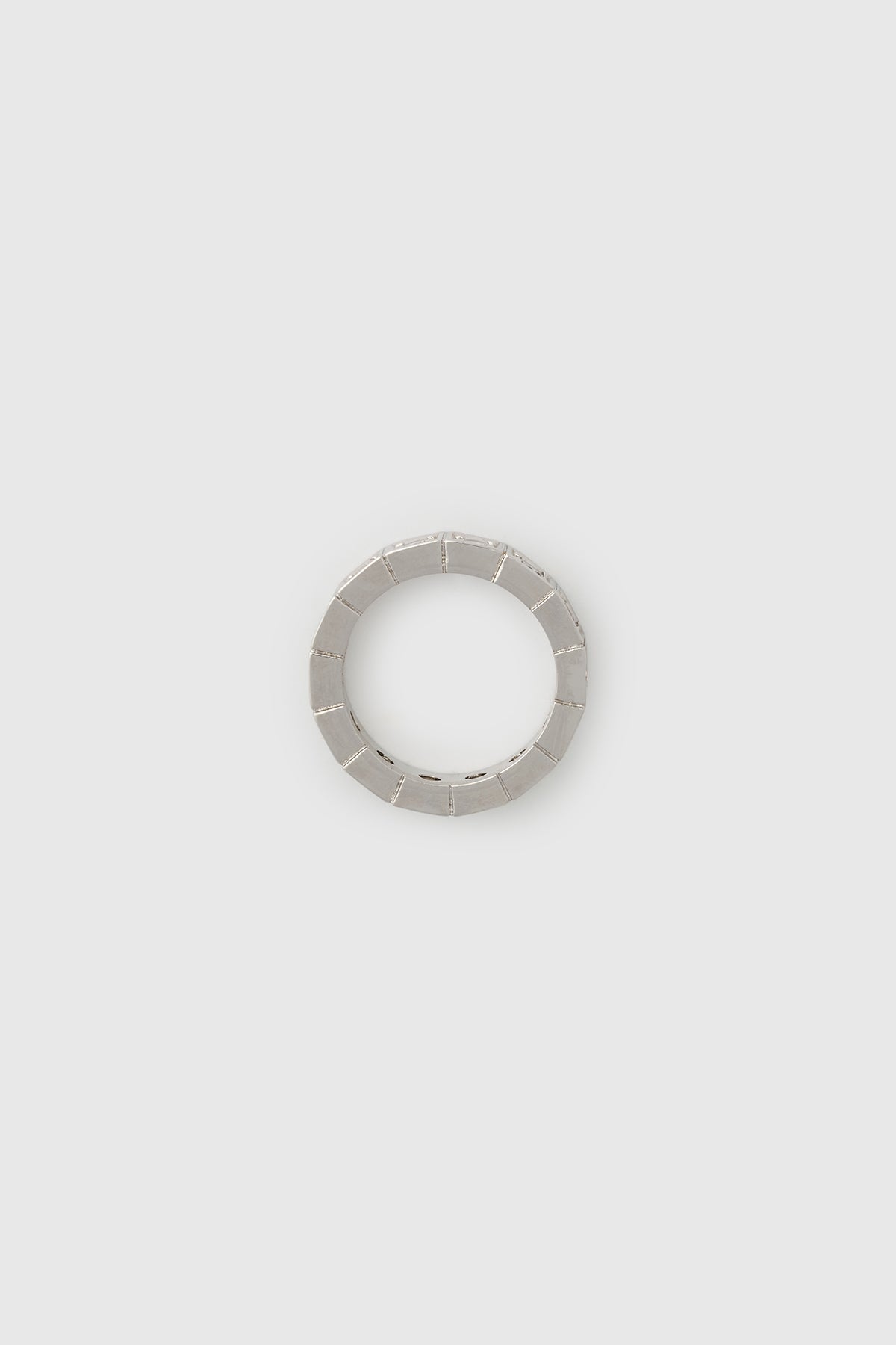 Front view CAMILLA AND MARC Sloane Ring in worn‑look silver finished with cubic zirconia stones.