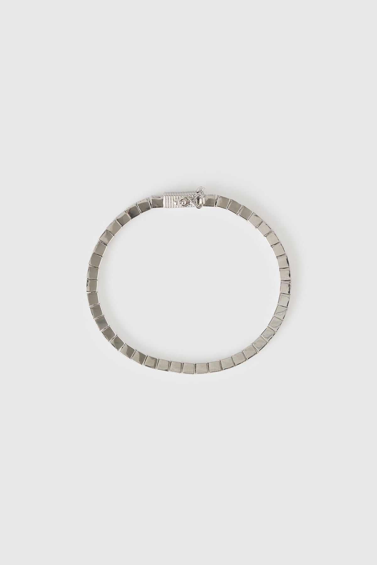 Top ghost view CAMILLA AND MARC Sloane Bracelet in Silver finished with rhodium plating.