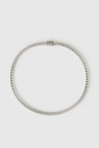 Top ghost view CAMILLA AND MARC Sloane Necklace in Silver with rhodium plating.