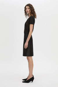Side view CAMILLA AND MARC Sona Pencil Skirt in black with knee‑length hem.