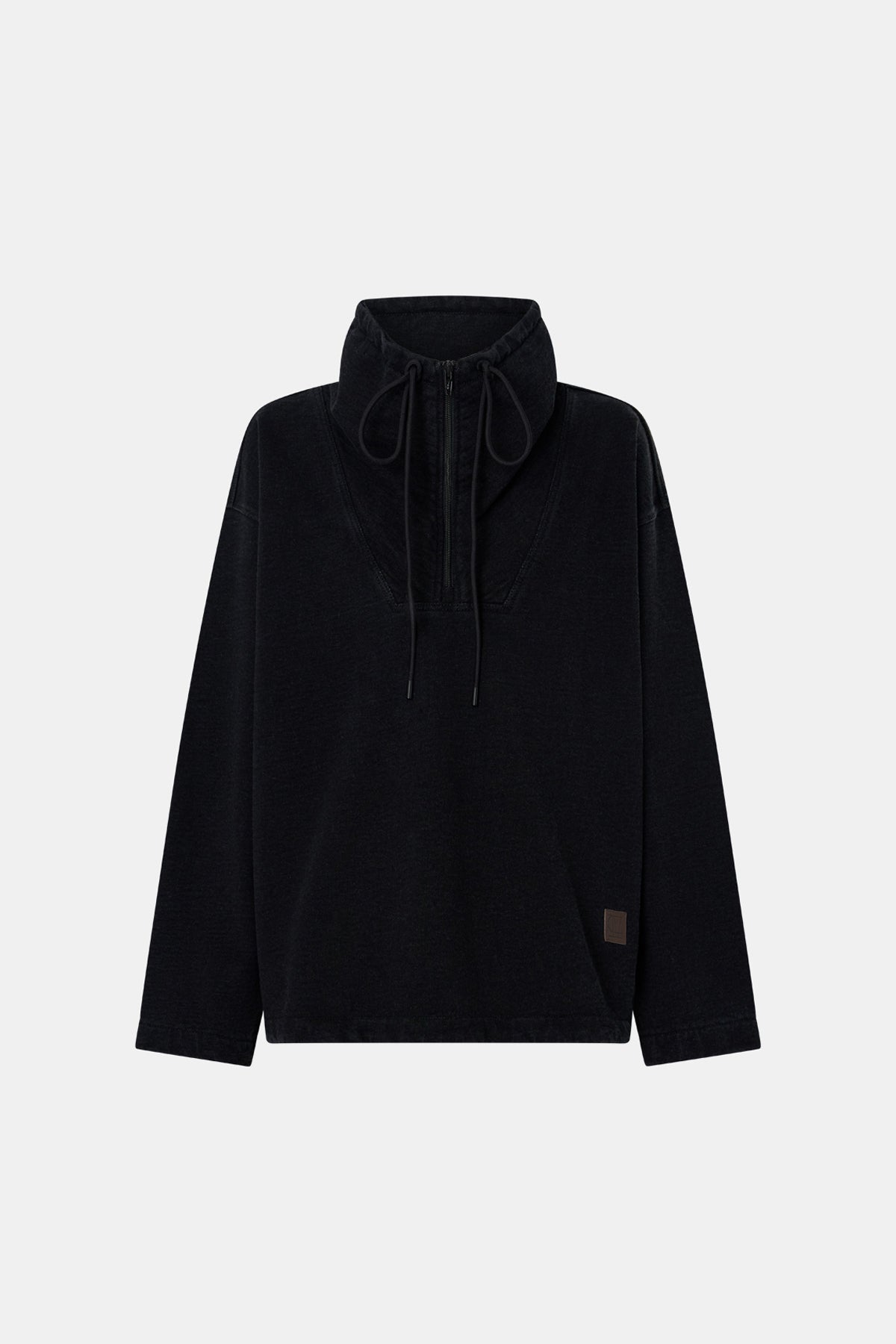 Ghost View - CAMILLA AND MARC Sorrell Denim Fleece Pullover Top in black.