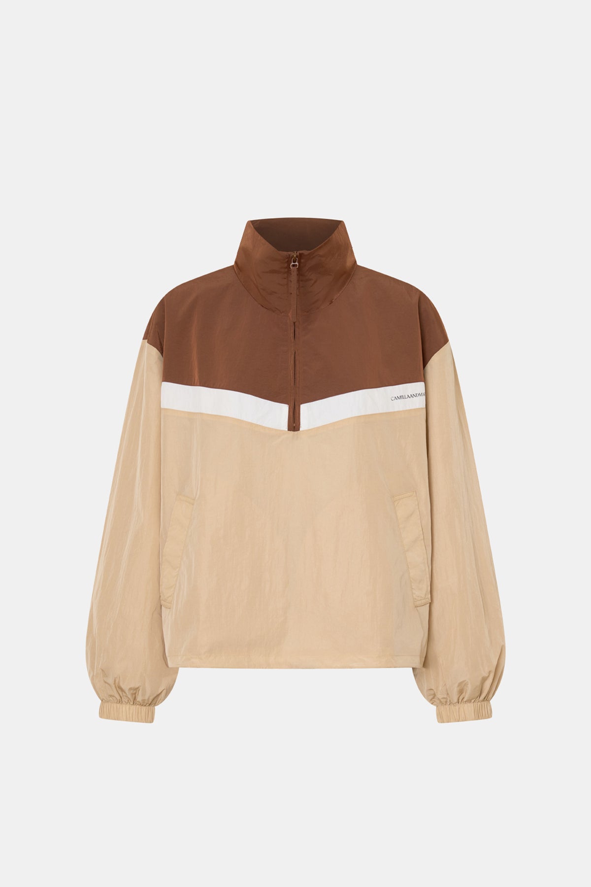Ghost view CAMILLA AND MARC Storm Colour Block Pullover in mocha and bone.