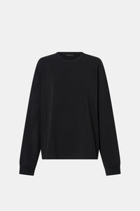 Ghost view CAMILLA AND MARC Studio Graphic Long Sleeve Top in Grey with boucle embroidered monogram.  