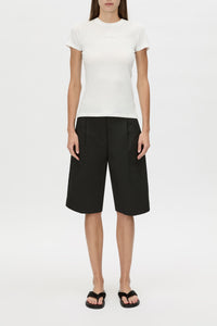 Suvero Slim Fit Logo Tee - CAMILLA AND MARC Suvero slim fit printed white cotton blend t-shirt with a centre front contrast log