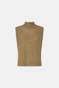 Ghost view CAMILLA AND MARC Talo Jersey Top in Tan with a boxy sleeveless cut.