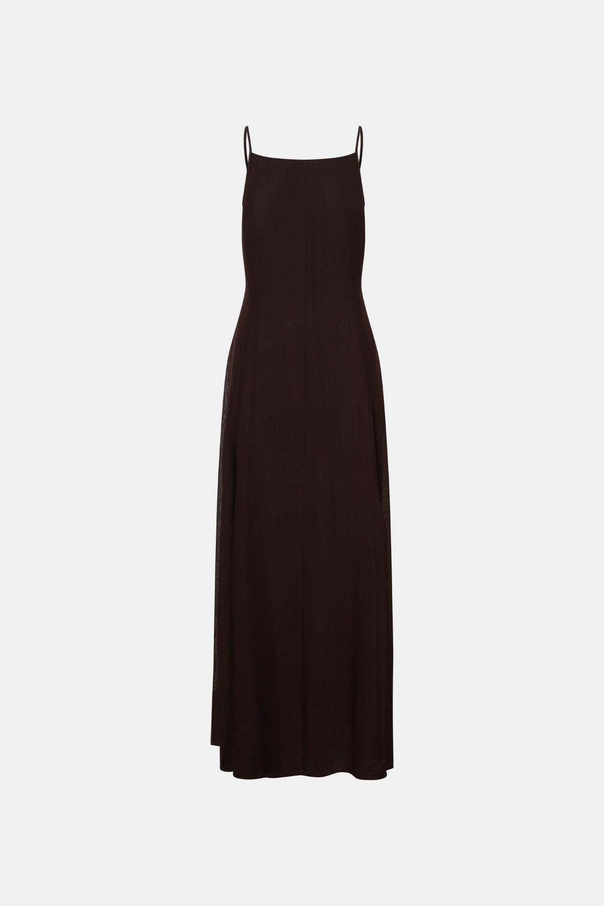 Ghost view CAMILLA AND MARC Tessara Maxi Dress in chocolate brown with a low‑back.