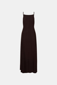 Ghost view CAMILLA AND MARC Tessara Maxi Dress in chocolate brown with a low‑back.