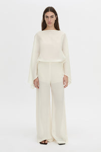 Front view CAMILLA AND MARC high-waisted Tessara Pant in cream.