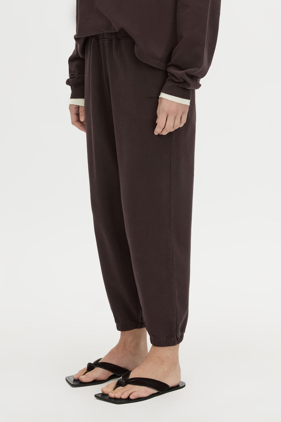 Cropped view CAMILLA AND MARC Thome Emb Track Pant in garment-dyed hickory.