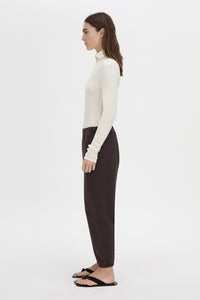 Side view CAMILLA AND MARC Thome Emb Track Pant in garment-dyed hickory.