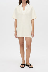 Turrell Mini Dress - CAMILLA AND MARC Turrell white mini polo dress with trophy ribbed collar