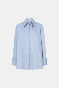 Ghost view CAMILLA AND MARC Tyler Long Sleeve Shirt in Sky Blue with relaxed fit.
