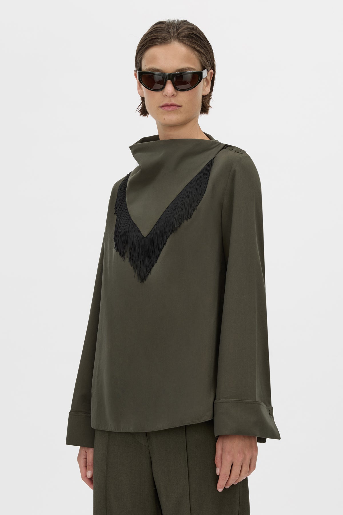 Una Drape Collar Shirt