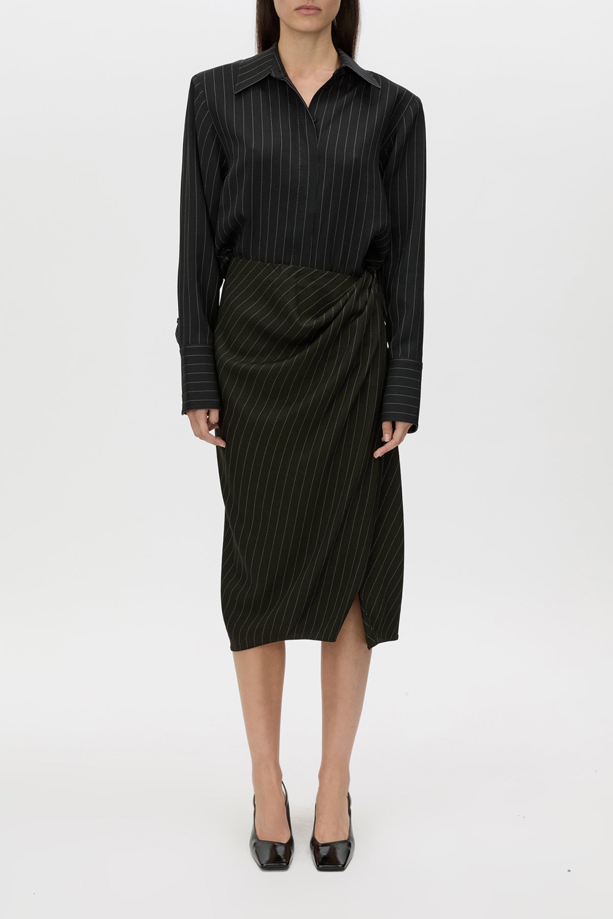 Varda Shirt - CAMILLA AND MARC Varda stripe boxy fit shirt in black and white