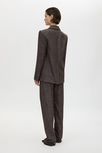 Back view CAMILLA AND MARC Verna Relaxed Fit Blazer in Chocolate, crafted in an Australian wool, linen and silk twill blend.
