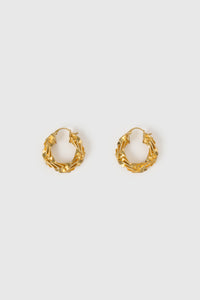 Top view CAMILLA AND MARC Wrenley Hoops with worn‑look 18k gold plating.