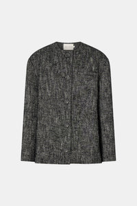 Ghost View CAMILLA AND MARC Xander Jacket in charcoal marle with oversized collarless crew neck.
