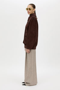 Zaha Leather Bomber - CAMILLA AND MARC Zaha suede leather redwood bomber with patch pockets