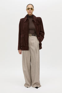 Zaha Leather Bomber - CAMILLA AND MARC Zaha suede leather redwood bomber with patch pockets