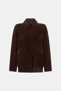 Zaha Leather Bomber - CAMILLA AND MARC Zaha suede leather redwood bomber with patch pockets