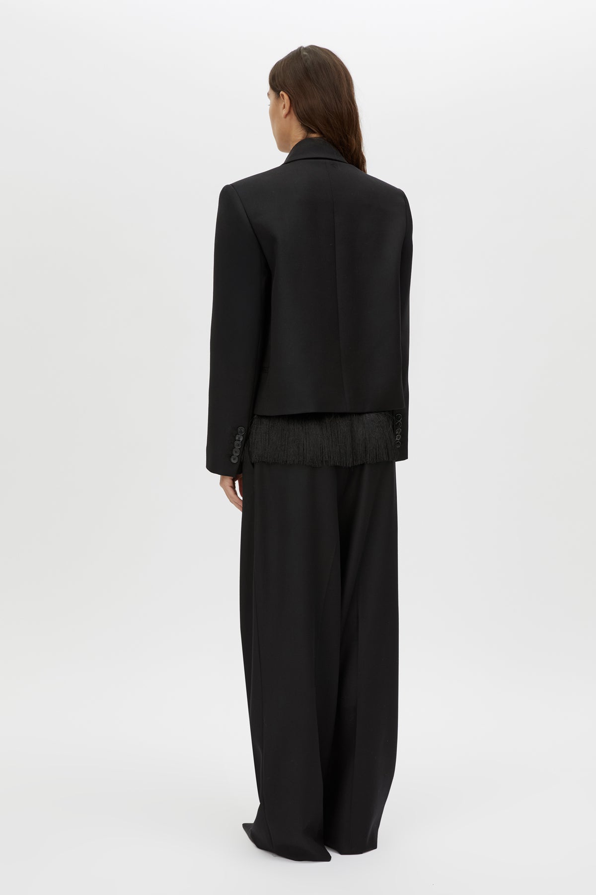Zaman Crop Blazer - CAMILLA AND MARC Zaman single breasted black blazer with fringe detail