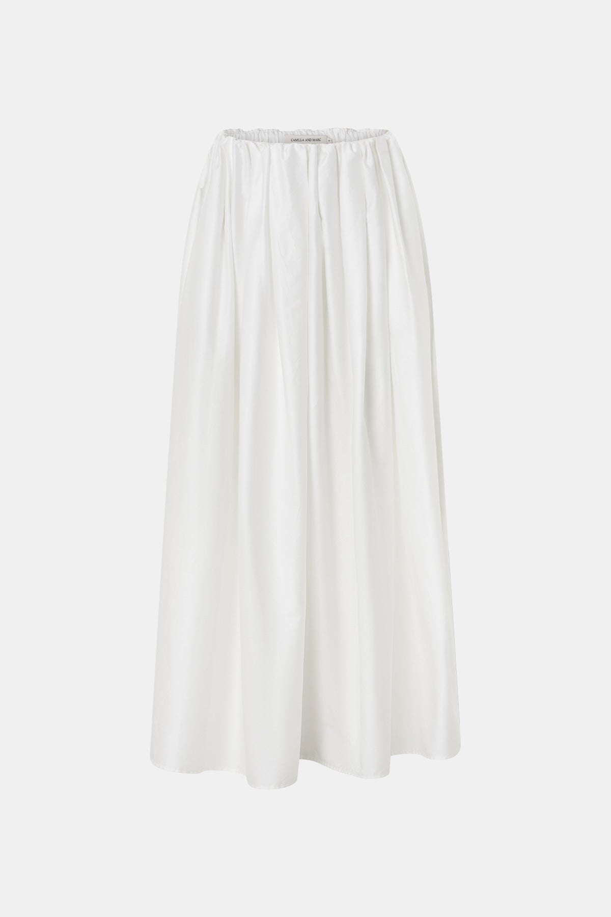 Ghost view CAMILLA AND MARC Zaya Maxi Skirt in Cream with gathered volume, and concealed elastic waistband.