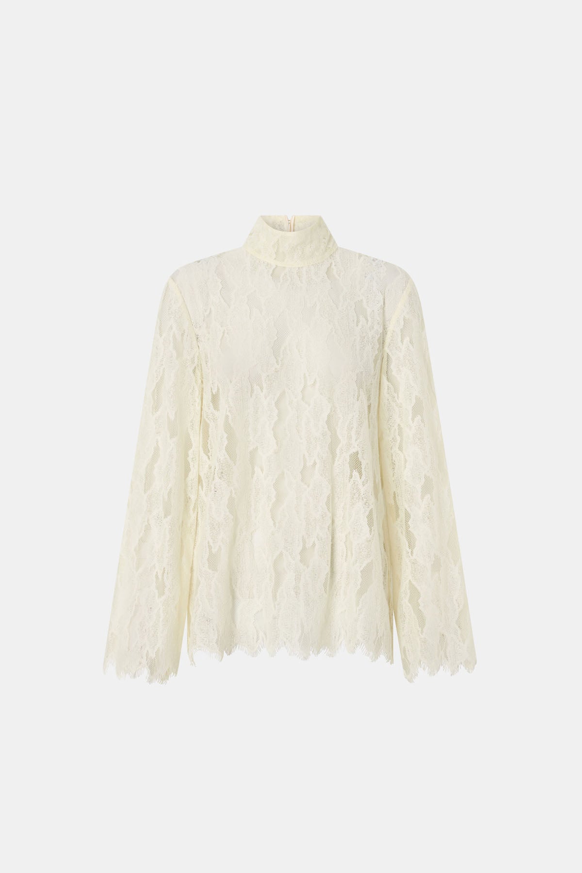Ghost view CAMILLA AND MARC Zemira Long Sleeve Lace Top in Cream with the Caius Relaxed Cropped Blazer.