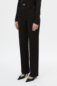 3/4 view CAMILLA AND MARC Manuela Denim Jean in Black with a straight‑leg fit and classic five‑pocket design.