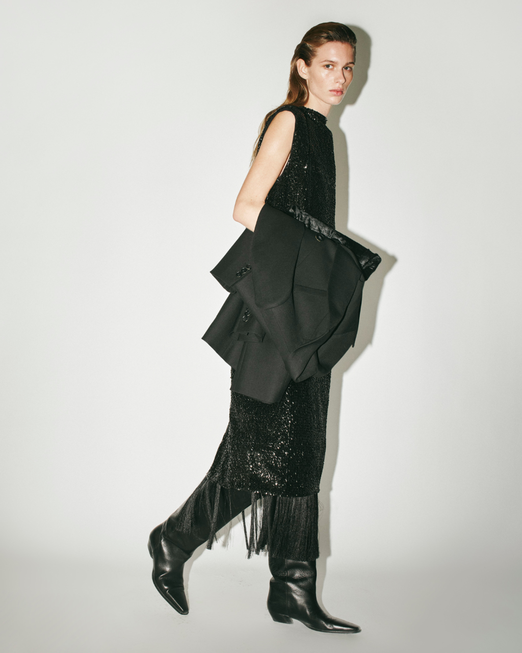 CAMILLA AND MARC AW26 collection - Sabel Maxi Dress in black and Rowan Knee High Boots