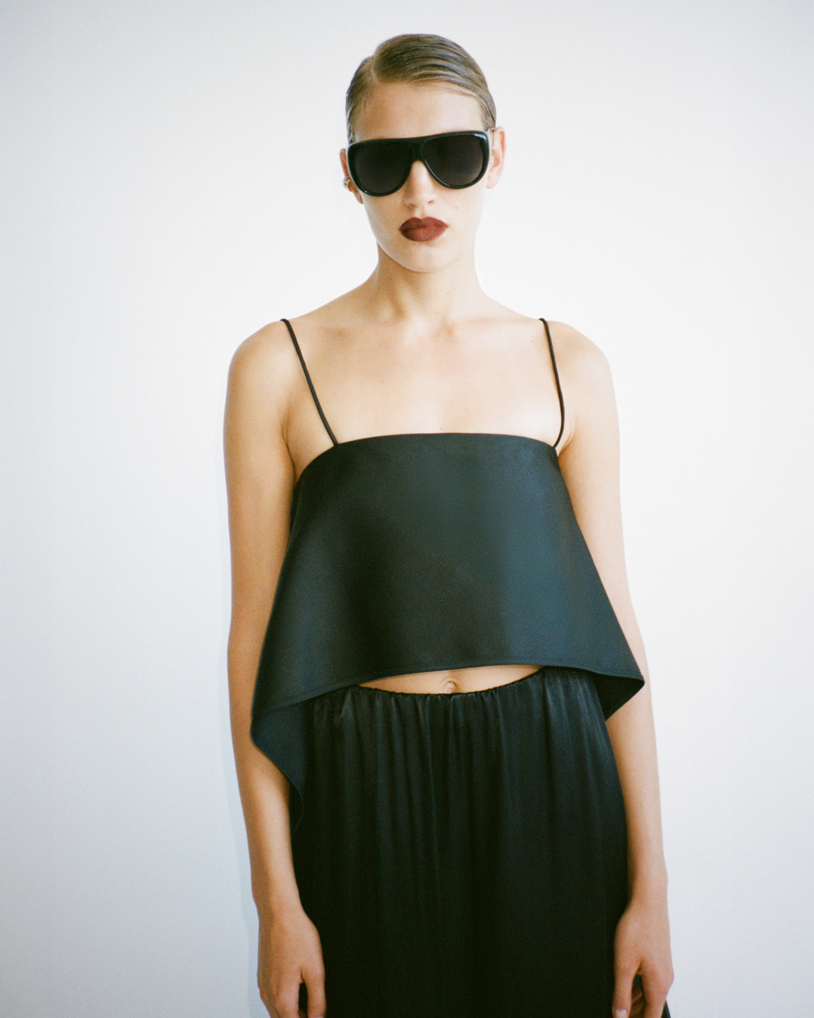 CAMILLA AND MARC PF26 - Tamar Drape Cami in Black and Port Tanger Gambia Sunglasses
