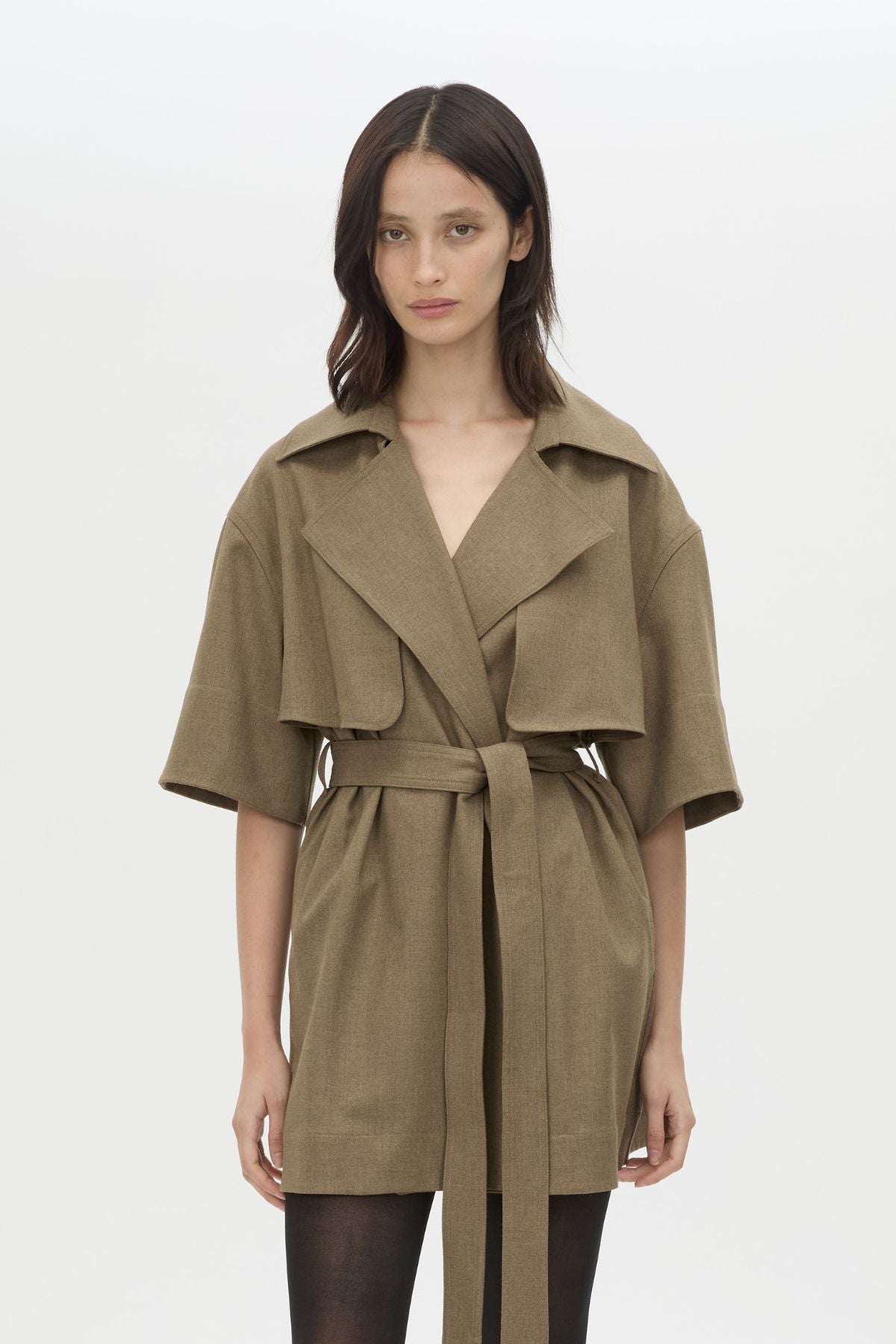 Sander Dress - CAMILLA AND MARC Sander mini short-sleeve trench dress in sable marle