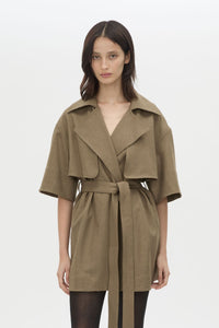 Sander Dress - CAMILLA AND MARC Sander mini short-sleeve trench dress in sable marle