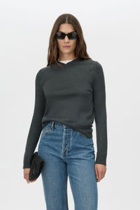 Leona Knit V Neck Sweater - CAMILLA AND MARC Leona long sleeve V neck sweater in charcoal melange