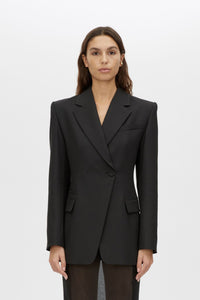 Cropped view CAMILLA AND MARC Floret Blazer in Black featuring a tailored, single‑breasted silhouette.