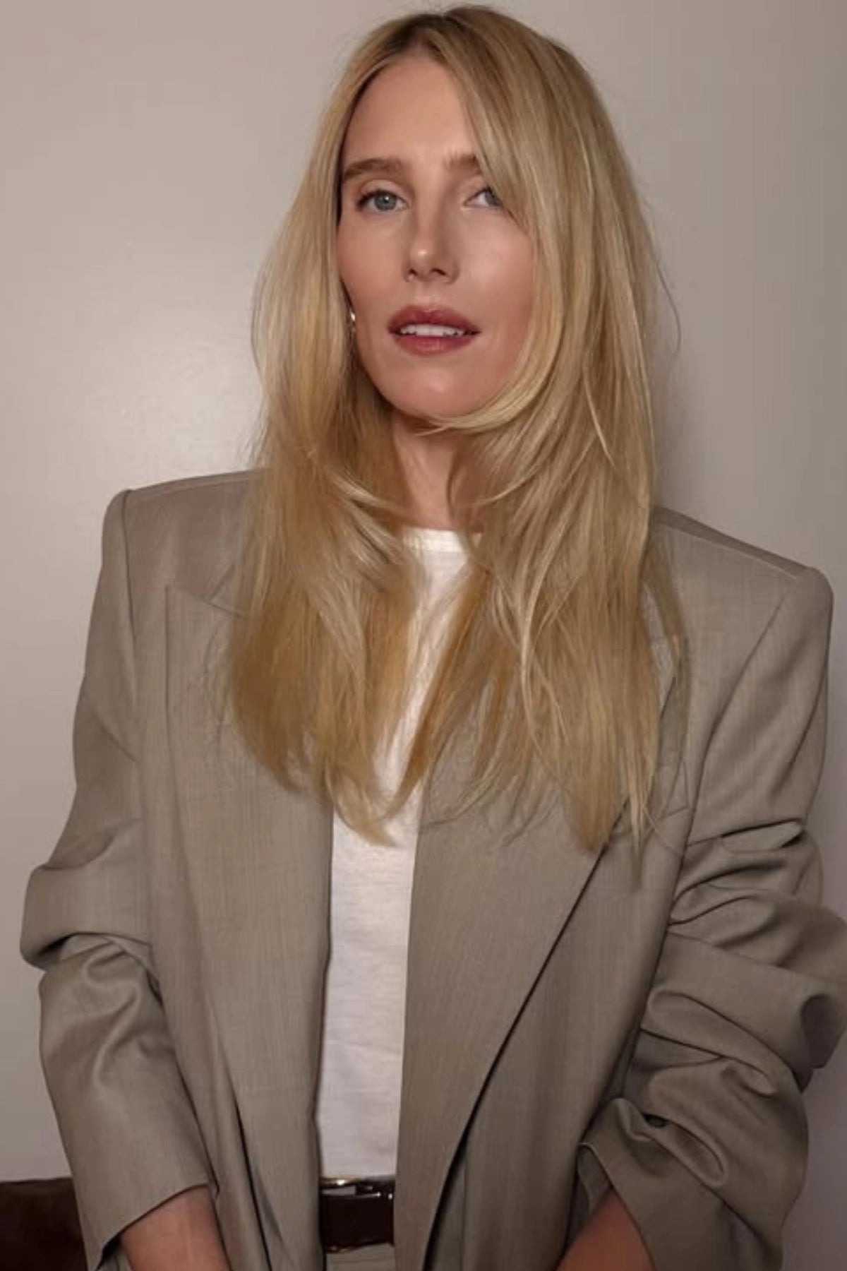 DREE HEMINGWAY wears CAMILLA AND MARC Seri Blazer and Seri Pant from Autumn Winter 26.