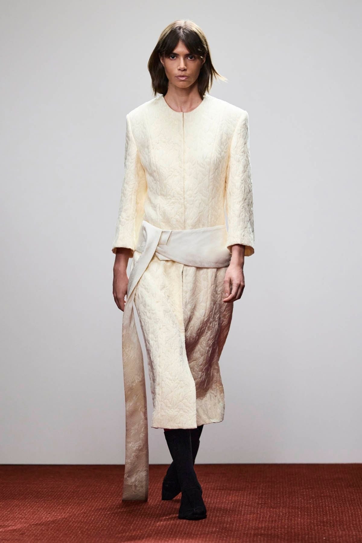 Runway view CAMILLA AND MARC Gracia coat in cream.