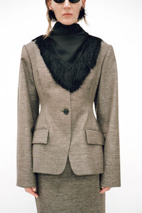 Campaign styled view CAMILLA AND MARC Luce blazer in chocolate marle.