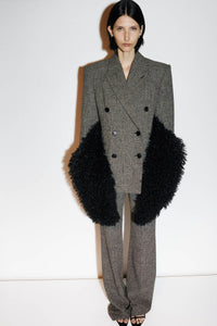 Campaign CAMILLA AND MARC Cinder Double Breasted Blazer in charcoal grey with relaxed shoulder.
