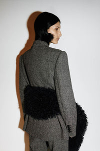 Styled campaign view CAMILLA AND MARC Renley Stole in black faux‑fur.