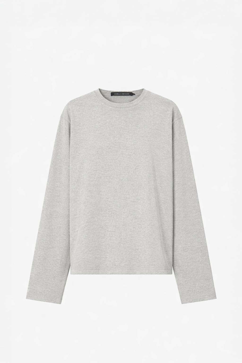 Ghost view CAMILLA AND MARC Peretti Long Sleeve Tee in Grey Marle with relaxed fit and wide sleeves.