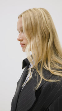 Styling video CAMILLA AND MARC Brody Pant in Navy Stripe with a wide‑leg tailored silhouette.