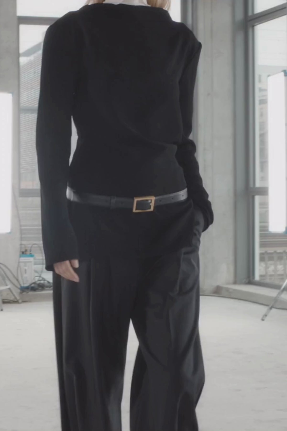 Runway video CAMILLA AND MARC Eon Long Sleeve Top in Black styled with the Zaman Wide Leg Pant.